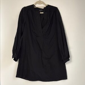 Banana‎ Republic Black Plunge Bishop Sleeve Dress Size Medium